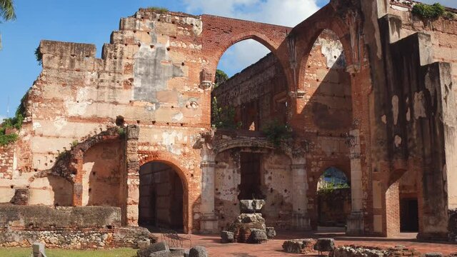 The Hospital San Nicolas de Bari. The oldest hospital built in the Americas. Ruins of the building in colonial style. Santo Domingo, Dominican Republic