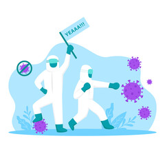 Fight Corona Everytime - Flat Illustration Design