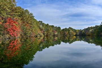 柳沼で見た紅葉が水面に映る絶景＠五色沼、福島