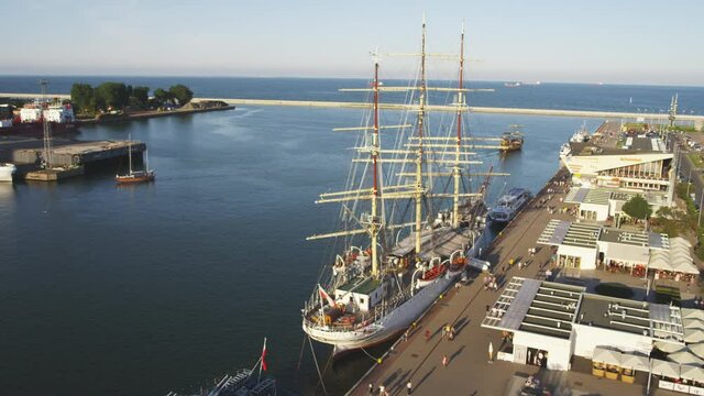 Seashore in Gdynia seen from above. Summer in Poland