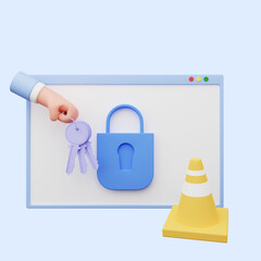 3d illustration of web illustration security