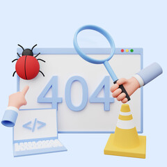3d illustration of web illustration error 404