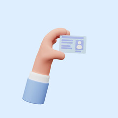 3d illustration of hand holding id card