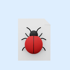 3d illustration of file with bug