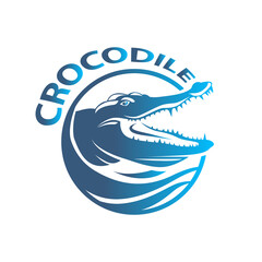 Water Crocodile Logo Design Vector