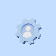 3d illustration of people icon inside gear