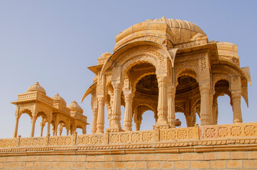 Ancient architecture and design of chatri at badabagh, Jaisalmer, Rajasthan, India.