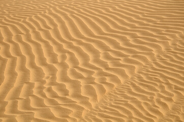 Fototapeta na wymiar Nice sand pattern and light effect Khuri sand dunes, Jaisalmer, Rajasthan, India.