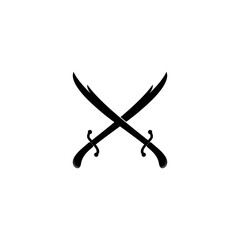 Crossed Legendary Double Edged Arabian Traditional Sword Vector