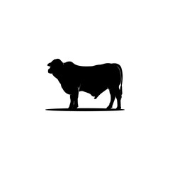 Cattle Angus Cow Silhouette Livestock Farm Logo Design