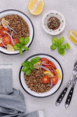 Salad with buckwheat and vegetables