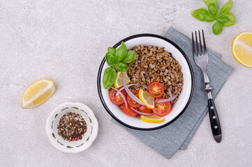 Salad with buckwheat and vegetables