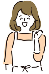 笑顔が優しそうなエプロンをつけた女性イラスト
Illustration of a woman wearing an apron with a kind smile