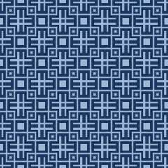 Japanese Square Maze Net Vector Seamless Pattern