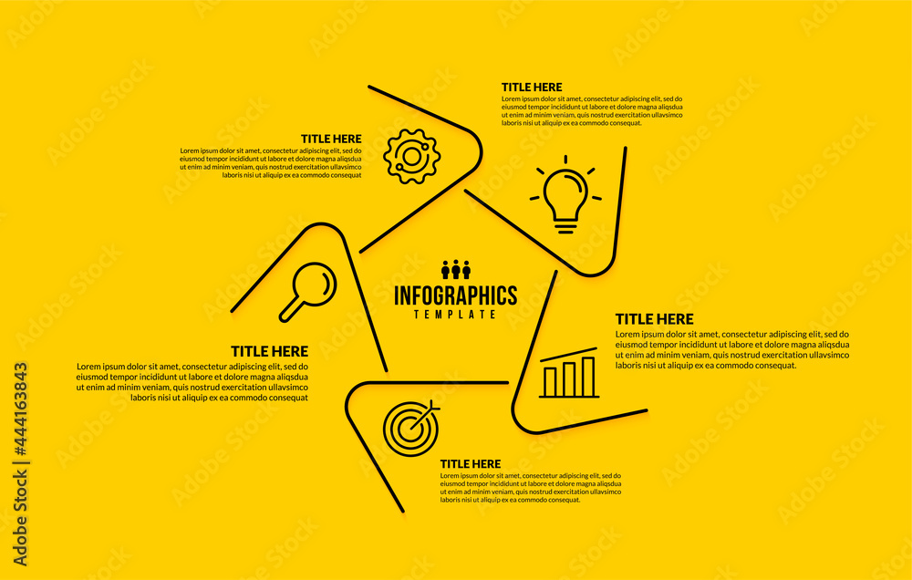 Poster business workflow infographic template design with 5 options, business timeline data visualization c