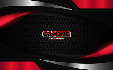 Abstract futuristic geometric black and red gaming background with modern esport shapes. Vector design template technology concept can use element game banner, sport poster, cyber wallpaper, web © Majri