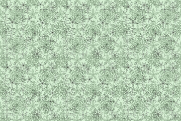 Seamless pattern with interesting doodles on colorfil background. Pano. Raster illustration.