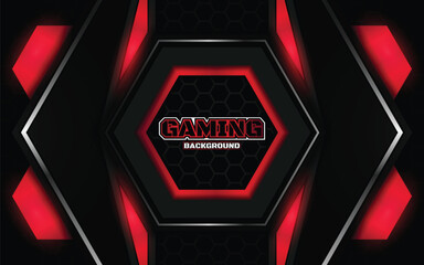 Abstract futuristic geometric black and red gaming background with modern esport shapes. Vector design template technology concept can use element game banner, sport poster, cyber wallpaper, web © Majri