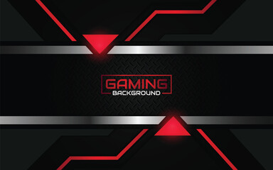 Abstract futuristic geometric black and red gaming background with modern esport shapes. Vector design template technology concept can use element game banner, sport poster, cyber wallpaper, web © Majri