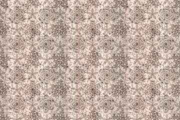 Seamless pattern with interesting doodles on colorfil background. Pano. Raster illustration.