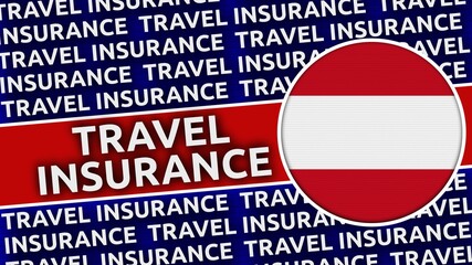 Austria Circular Flag with Travel Insurance Titles - 3D Illustration