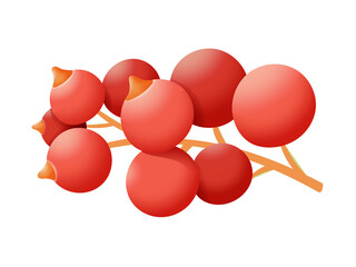 Red currant berries vector design. Fresh season healthy food isolated on white background