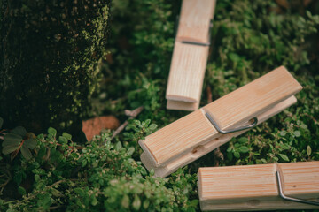 Fototapeta premium wooden clothespin to drying clothes 