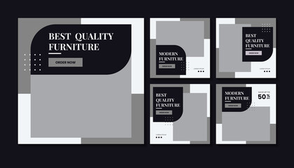 Naklejka premium Modern furniture sale banner and social media post