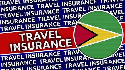 Guyana Circular Flag with Travel Insurance Titles - 3D Illustration