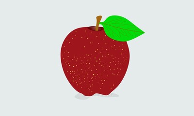 vector of fresh red apples with one leaf on white background