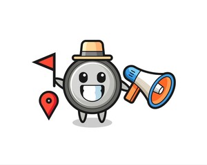 Character cartoon of button cell as a tour guide