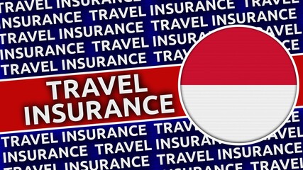 Monaco Circular Flag with Travel Insurance Titles - 3D Illustration