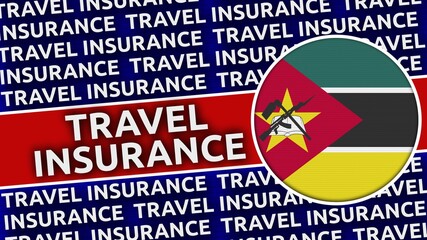 Mozambique Circular Flag with Travel Insurance Titles - 3D Illustration