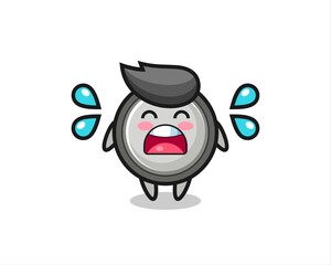 button cell cartoon illustration with crying gesture