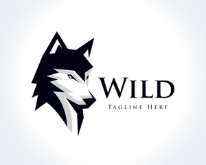 elegant head wolf profile drawing art logo design template illustration inspiration