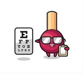 Illustration of matches mascot as an ophthalmology