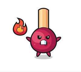 matches character cartoon with angry gesture