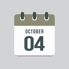 Icon day date 4 October, template calendar page