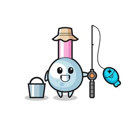 Mascot character of cotton bud as a fisherman