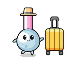 cotton bud cartoon illustration with luggage on vacation