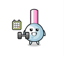 cotton bud mascot cartoon doing fitness with dumbbell