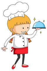 Little chef serving food cartoon character