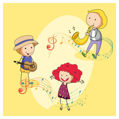 Different children with their musical instrument