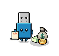 Character cartoon of flash drive usb as a accountant