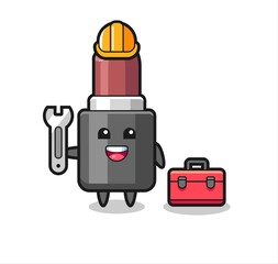 Mascot cartoon of lipstick as a mechanic
