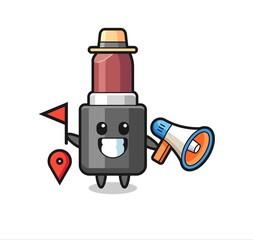 Character cartoon of lipstick as a tour guide