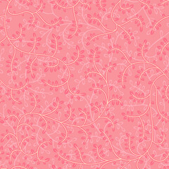 Fototapeta premium Vector leaf seamless pattern modern minimal style. Simple nature leaves pastel color wallpaper. Pink vintage background for fabric, textile or paper artwork.