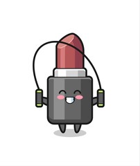 lipstick character cartoon with skipping rope