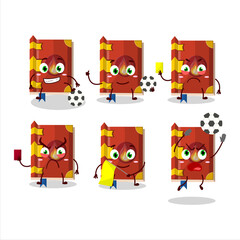 Fire book of magic cartoon character working as a Football referee