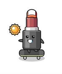 lipstick character illustration ride a skateboard